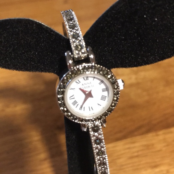 ANNE KLEIN STAINLESS STEEL MARCASITE WATCH NWOT